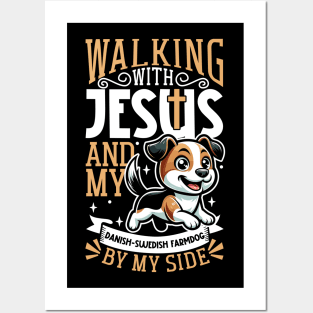 Jesus and dog - Danish–Swedish Farmdog Posters and Art